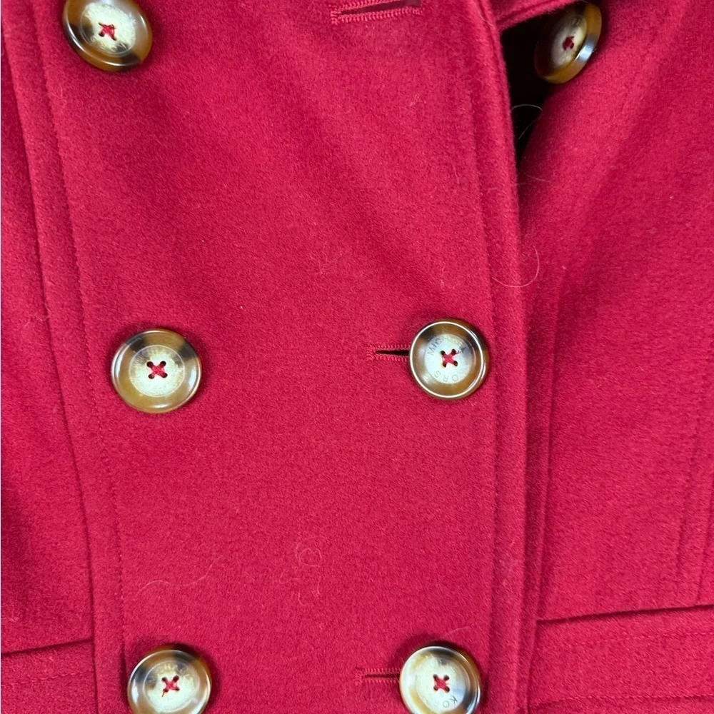 Michael Kors Red Wool Blend coat Peacoat Jacket Small womens coat gold buttons